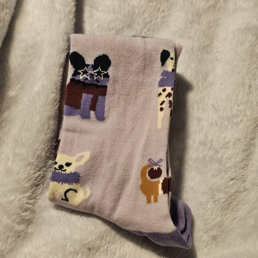 Vera Bradley Holiday Hounds  Purple Outlet Essentials Crew Socks
